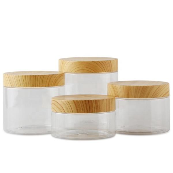 Buy Frosted Cosmetic Round Acrylic Jars With Bamboo Lids 7g-10g at wholesale prices
