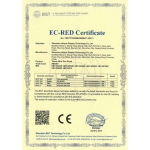Shenzhen Unique Display Technology Co.,Ltd Certifications