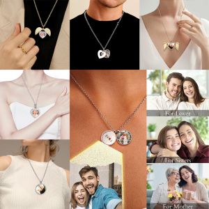 Sublimation Heart Shape Sliding Silver Locket Necklace Custom Printing