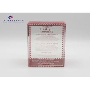 Red Stripe Pattern Custom Printed Plastic Boxes Clear Rigid PET Box 11X8X13.5cm