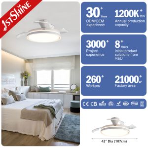 42-Inch Retractable Ceiling Fan Light , Dimmable LED Ceiling Fan for Home Hotel