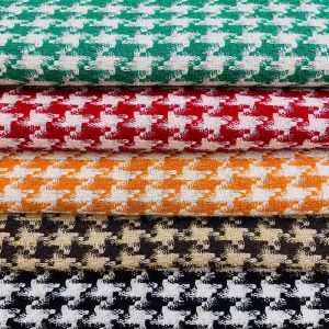 Polyester Shiner Knitting Houndstooth Suit Tweed Wool Fabric Stock