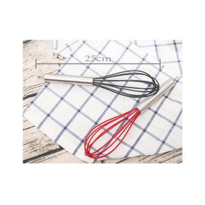 Manual Whisk 10 Inch 5 Line Thick Stainless Steel Handle Silicone Whisk