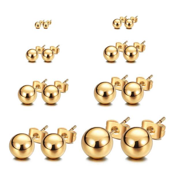 Wholesale New 316L Surgical Stainless Steel Round Ball Stud Earrings Assorted Sizes Hypoallergenic Pin for Men
