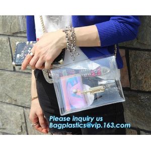 Beach Clear PVC Shoulder Bag DIY Transparent Clutch Tote Bag, candy jelly bag