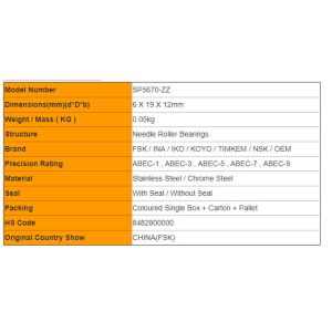 SP5670-ZZ INA Bearing Needle Roller Bearings Printing Machine Accessories