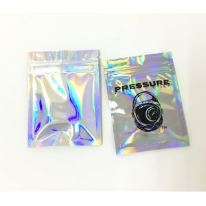 custom hot stamp print foil child proof holographic mylar bag smell proof for
