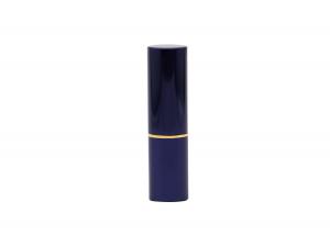 Quality Magnet Aluminum 3.5g Glossy Blue Empty Lip Balm Tubes With Round Shape for sale