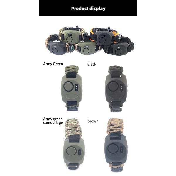 Balck Emergency Paracord Survival Watch Cool Camping Accessories Built In Battery