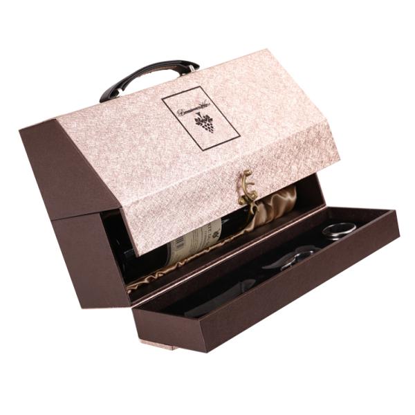 2 Bottle Custom Wine Boxes Cardboard Three - Dimensional Cut Beautiful Corner Design