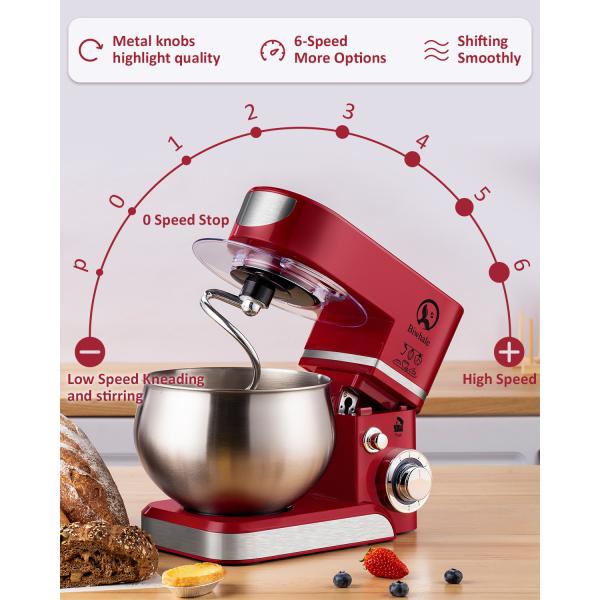 Multifunctional 5L Kitchen Stand Mixer with 6-Speed Setting and Variable Speed Function