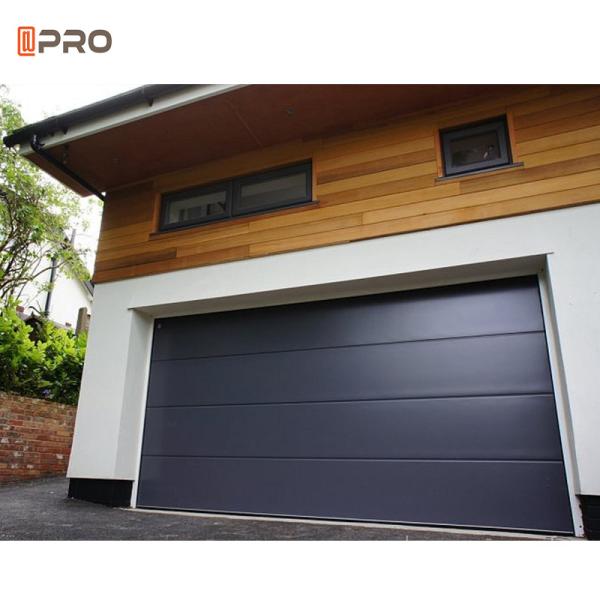 Double Black Insulated Garage Doors Residential Panel Lift Horizontal Sliding