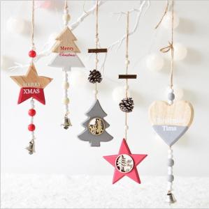 Quality New Year Wood craft Christmas Ornaments Pendant Hanging Gifts star heart Xmas Tree Decor  Home party christmas decor for sale