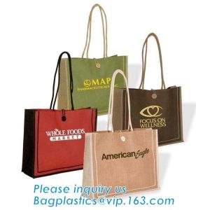 Wholesale jute tote bags with leather handles,Reusable natural color jute tote