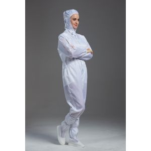 Conductive fiber Cleanroom workwear Antistatic ESD white color Long Sleeve
