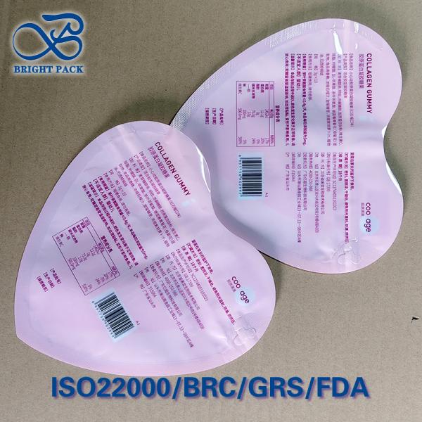 High-Barrier AL/PE Collagen Gummy Packaging Bag | Child-Resistant Zipper,