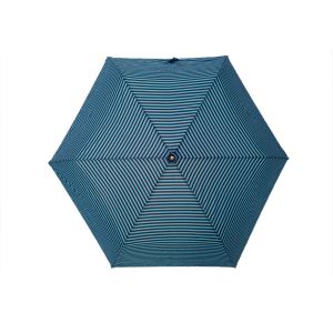Blue Canopy Small Auto Open Close Umbrella Windproof With 6 Panels Black Handle