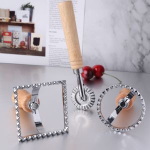 Kitchen Pasta Ravioli Stamp Cutter Press With Roller Set
