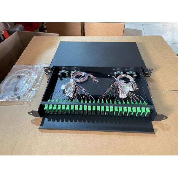 19 Inch Black Rack Mount Optical Drawers Fiber Optic Patch Panel For Network Cabling