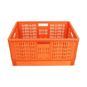 Stackable Collapsible Folding Crate in Vibrant Orange Mesh Style for Produce