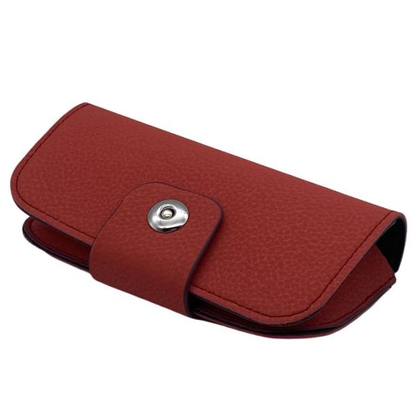Buy Red Soft Leather Eyeglass Case Custom Logo 158x82x40mm at wholesale prices