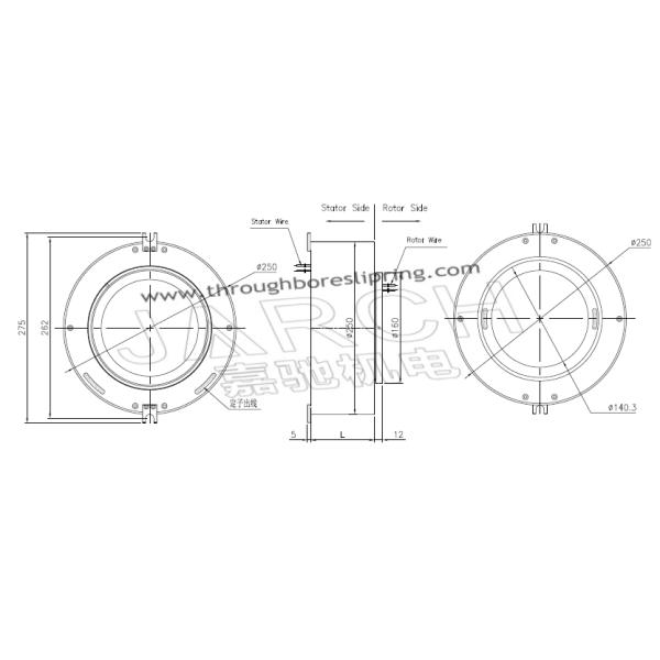 2 ~ 72 Conductors blue 140mm through bore electrical slip ring / brush slip ring