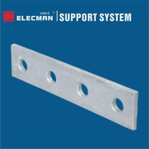 Plain Galvanized Steel Strut Flat Fittings Four Holes Splice Plates