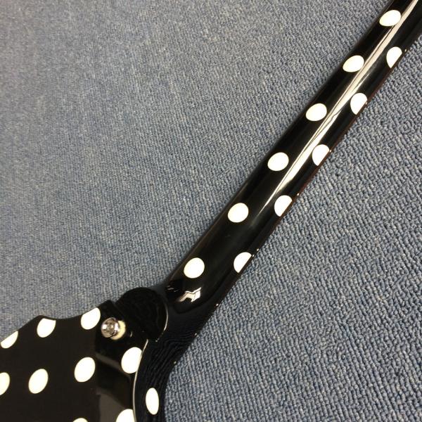 High-quality custom V style electric guitar, rosewood fingerboard ,Black and white color, Chrome hardware