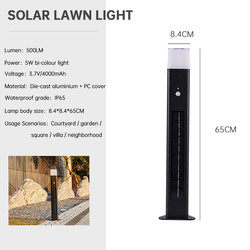 Body Induction Solar Powered Bollard Lights Cast Aluminium App Control