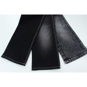 China 190cm 13oz Black Black Cotton Polyester Rigid Denim Fabric For Jeans on sale