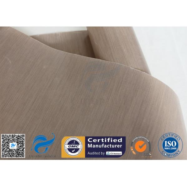 Non Stick 0.12mm Brown PTFE Coated Fiberglass Fabric For Press Machine