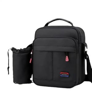 Custom Unisex Man Bag Messenger Men's Crossbody Shoulder Bag Black With Water