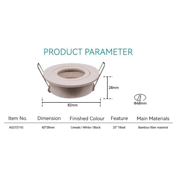 Eco Friendly MR16 Downlight Housing Bamboo Fiber 25 Degree Tilted Recessed Light Housing