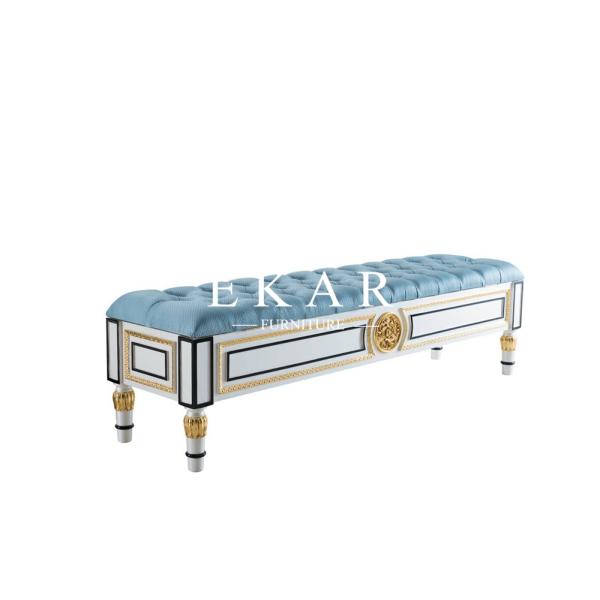 Buy Spanish Luxury Design Long Fabric Upholstery End Bed Stool at wholesale prices