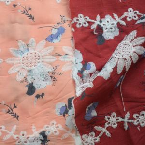 Soft Heavyweight Cotton Fabric Embroidered Garment Weft Tear Resistant