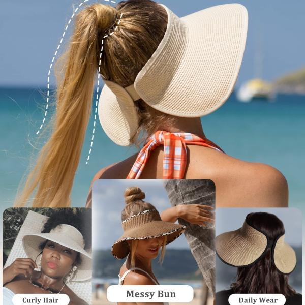 Sunshade Hat Empty Top and Large Brim Foldable Straw Hat
