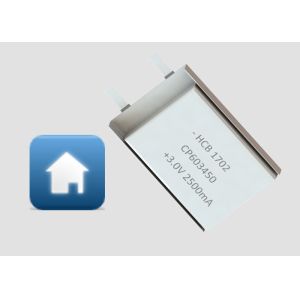 2500mAh 450KW/kg 3V CP603450 Lithium Pouch Cell