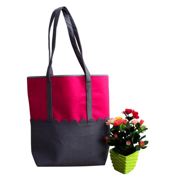 Personalized Pink / Grey RPET Green composable Fabric Shopping Reusable Carrier Bags