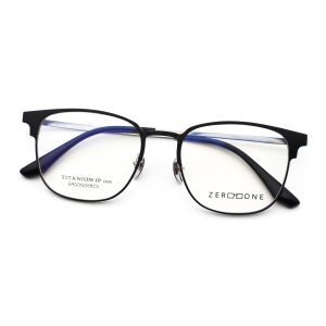 Pure Titanium Aluminum Glasses Frame Clip-On Black Business Glasses