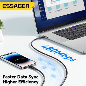 ESSAGER ES-X45 Pd 29w Usb C To Lighting Iphone Fast Charging Cord with USB 2.0
