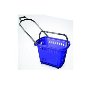 Supermarket Shopping Basket Plastic Folding Wheels