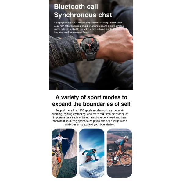 Outdoor BT Music Smart Watch IP68 Sleep Monitor SmartWatch K66 730mah Battery