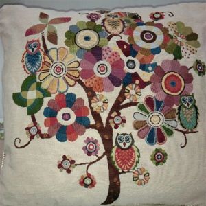Quality Embroidery cushion cover with tree design. for sale