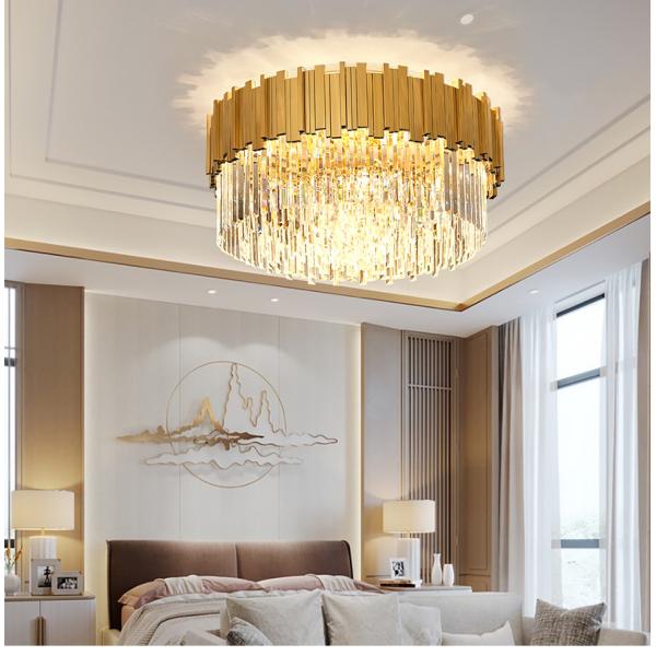Modern LED crystal chandelier luxury gold stainless steel lustres celing lighting(WH-CA-53)
