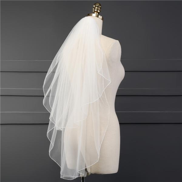 Customized Wholesale Two Layers Tulle A Top Vantage Short Bridal Wedding Dress Veil With Hair Comb