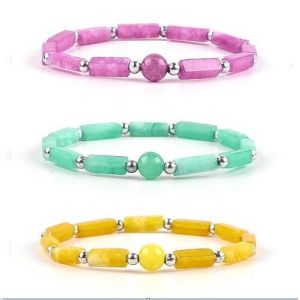 China 3mm/8mm/13mm Rectangle Bead Healing Energy Crystal Gemstone Bracelet on sale