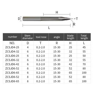 Tip 0.2 Degreel5 Shank 6mm Half Straight Slot Tungsten Steel Engraving Cnc Bits