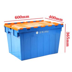 550*370*350mm Internal Size Stackable Transport Attached Lid Container Plastic