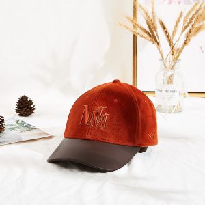 Custom 56CM Suede Embroidered Baseball Caps With PU Brim
