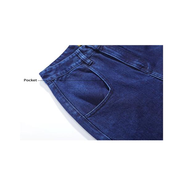 Roll Up 100% Cotton Indigo Blue Acid Wash Jeans Long Casual 36 38 40 Size